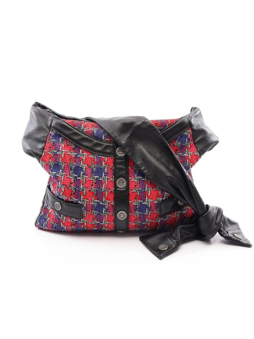Chanel Shoulder Bag Girl Black Pink Purple Fabric Leather